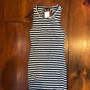 Black & white stripe dress long tight